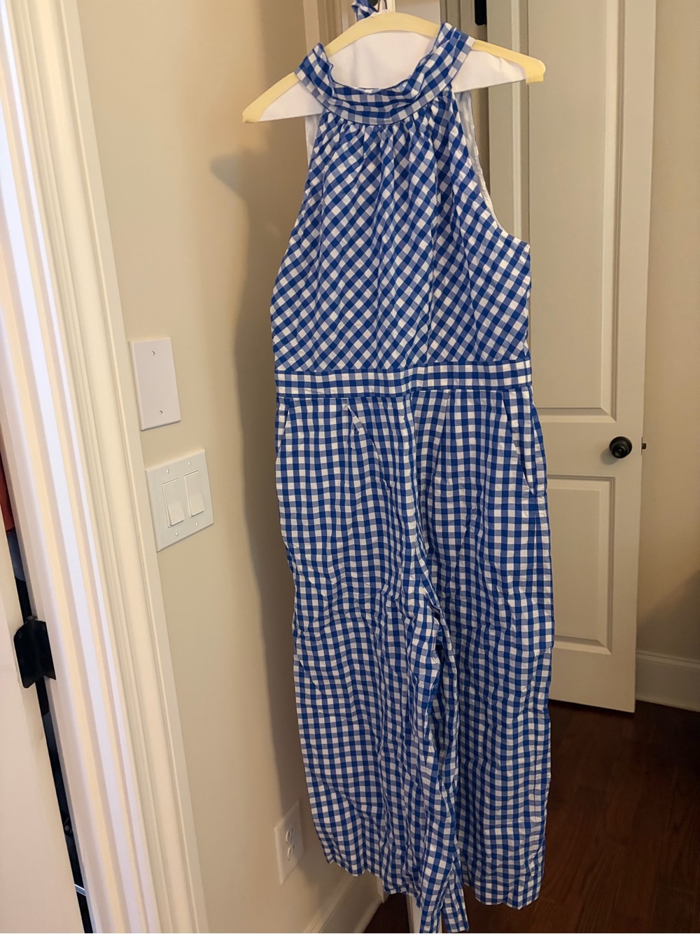 J. Crew Blue and White Gingham Halter Jumpsuit - Picture 4 of 8